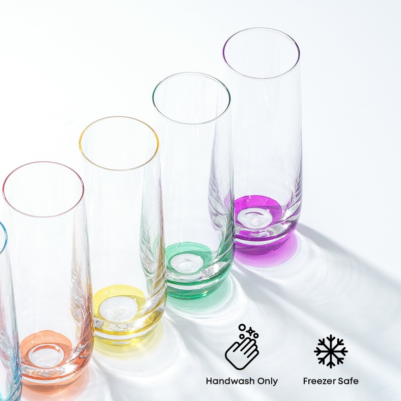 Hue Colored Stemless Champagne Flutes, Set of 6