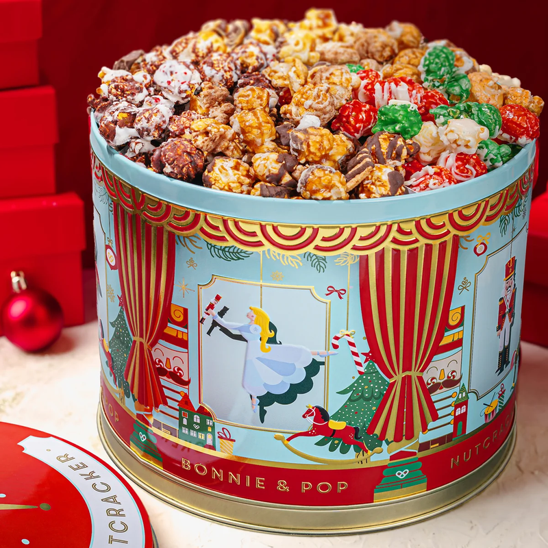Nutcracker Musical Keepsake Tin with Holiday Popcorn
