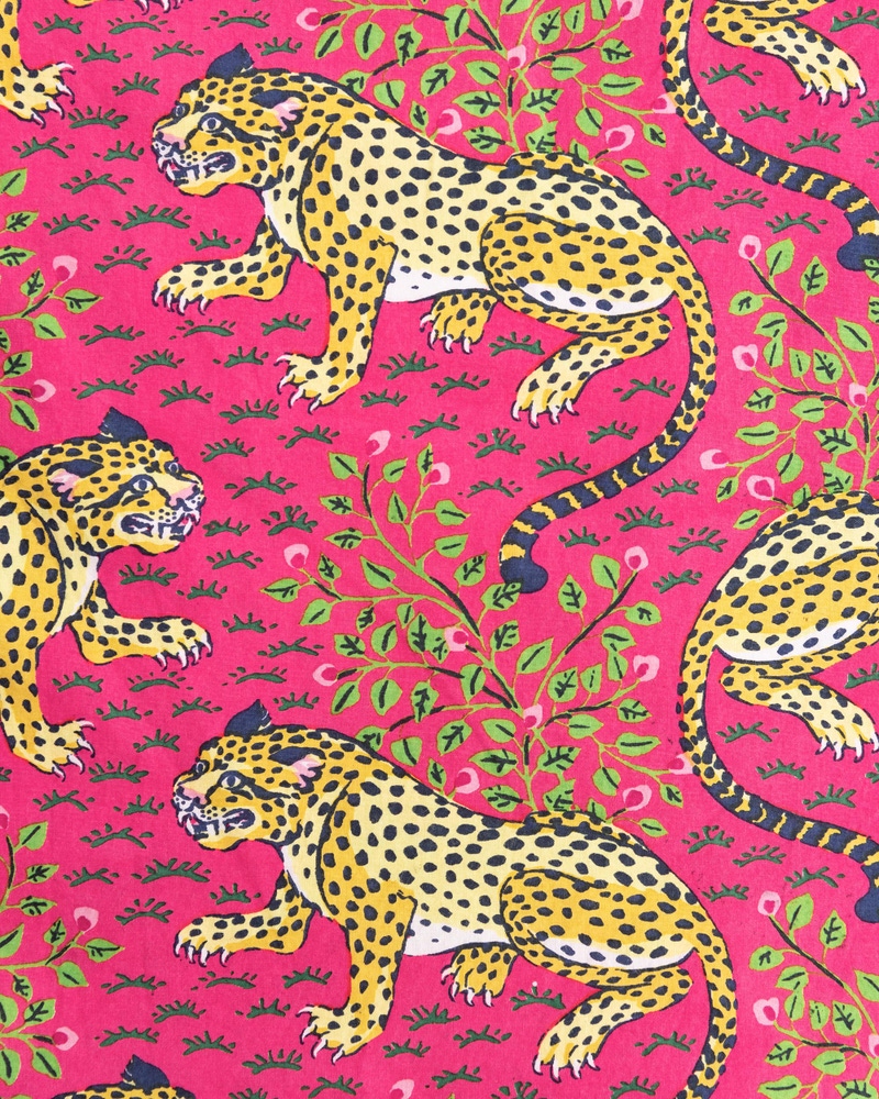 Long PJ Set in Bagheera, Hot Pink