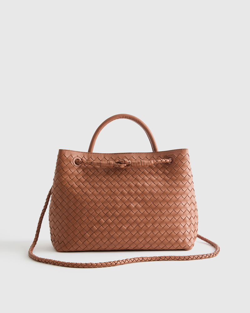 Large Italian Leather Handwoven Satchel