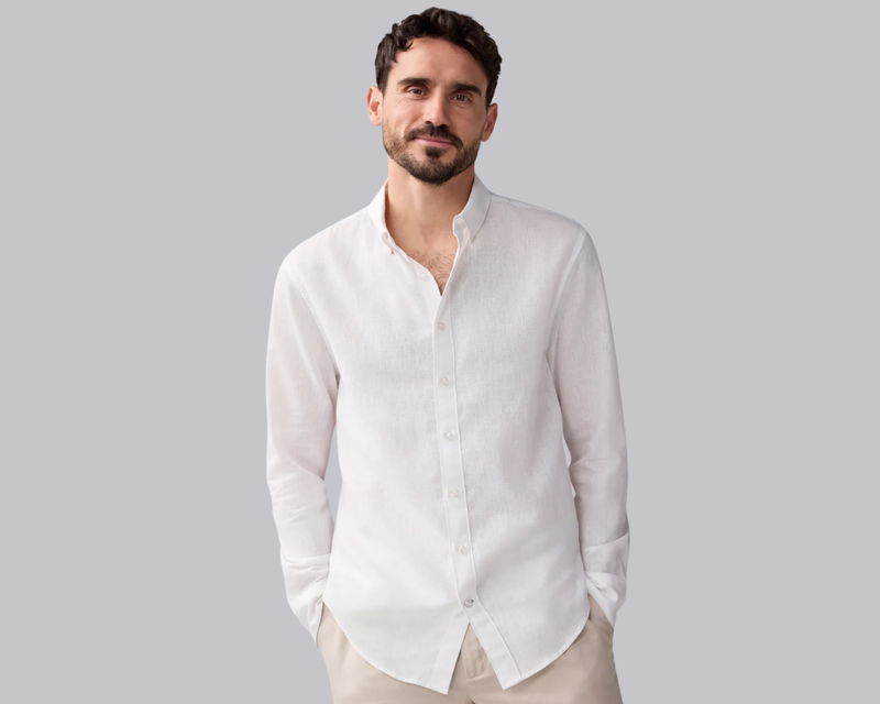 Tech Linen Long Sleeve Button Up