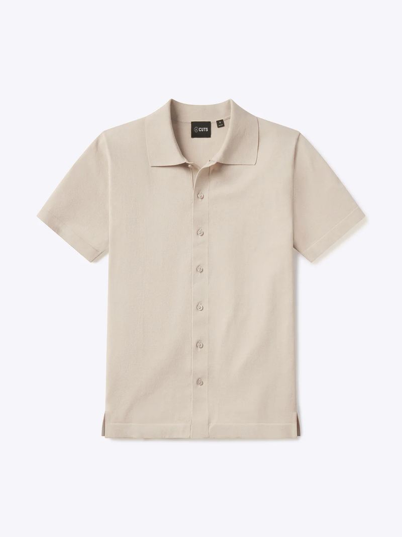 Men's Riviera Knit Button Up, Sand Dune