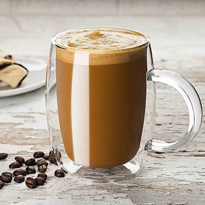 Double Wall Glass Coffee Mugs, Set of 2