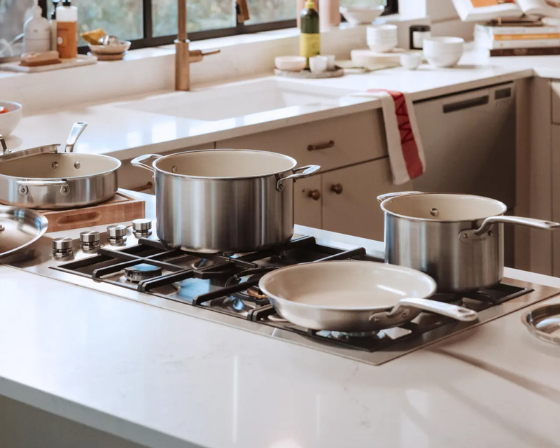 CeramiClad™ 7-Piece Non Stick Cookware Set with Antique Brass Handles