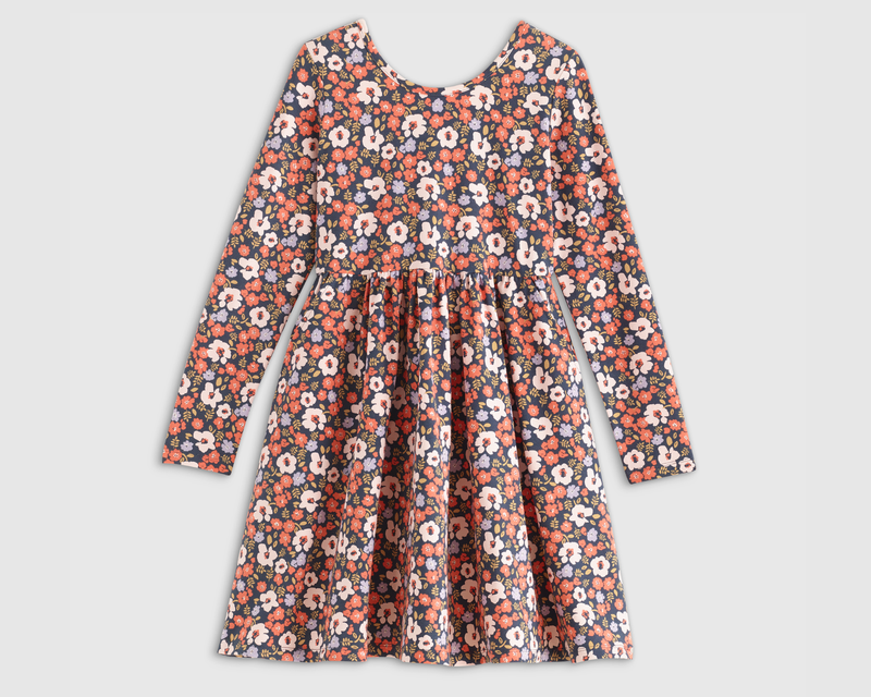 Kids Organic Cotton Long Sleeve Skater Dress