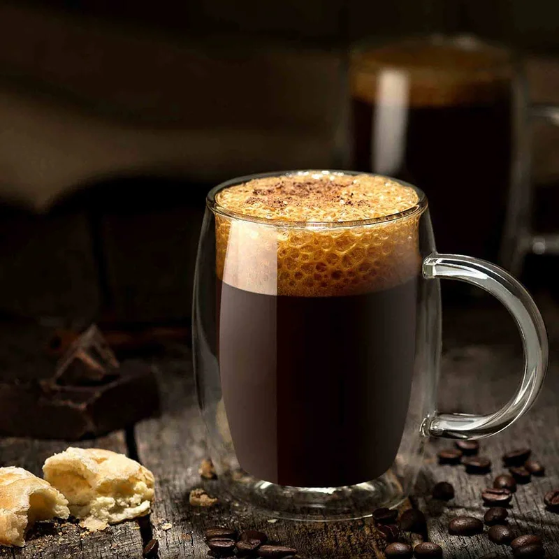 Double Wall Glass Coffee Mugs, Set of 4