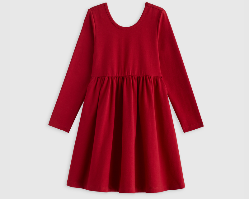 Kids Organic Cotton Long Sleeve Skater Dress