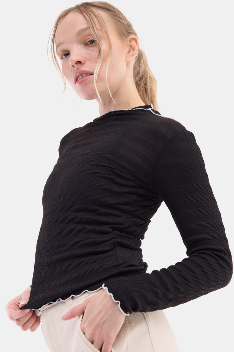 Ynes Long Sleeve Top, Black