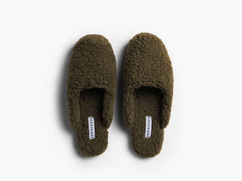 Shearling Wool Lounge Slippers, Natural