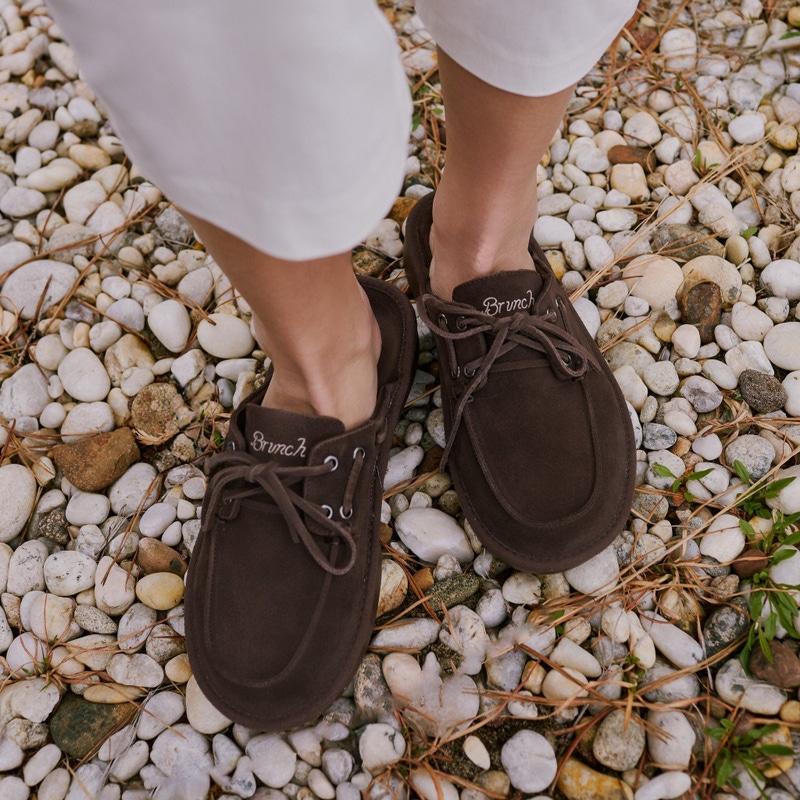 Boat Mule, Dark Brown Suede