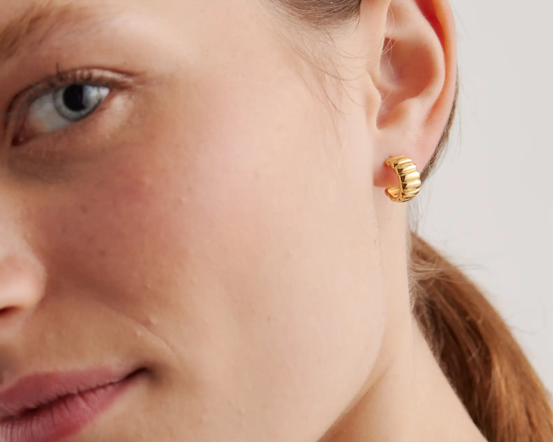 Bubble Ridge Huggie Hoops