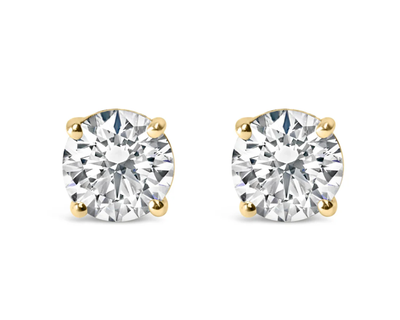14K Gold Lab Grown Round Brilliant-Cut Diamond Classic 4-Prong Stud Earrings with Screw Backs