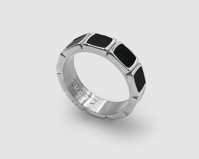 Silver Onyx Stone Band Ring
