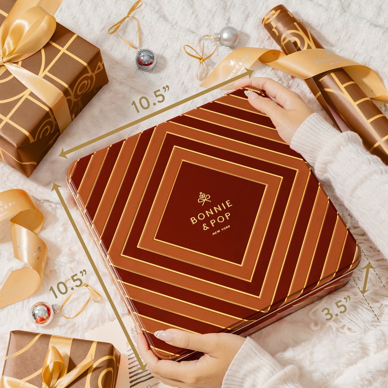 Deluxe Thanksgiving Gift Box with Gourmet Chocolate & Nut Assortment in Gold Tin