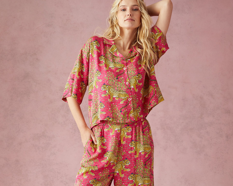 Wildest Dreams Eco Satin Set in Bagheera, Hot Pink