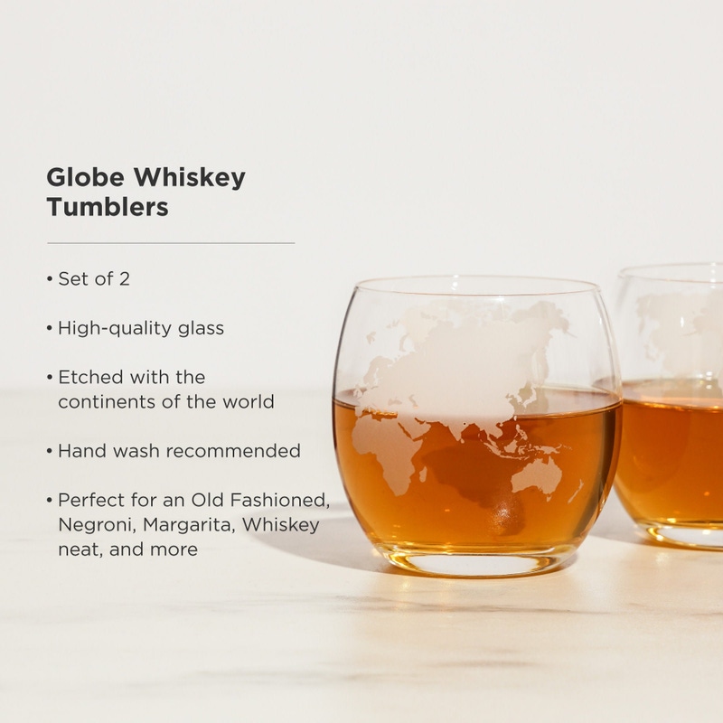 Globe Whiskey Tumblers, Set of 2