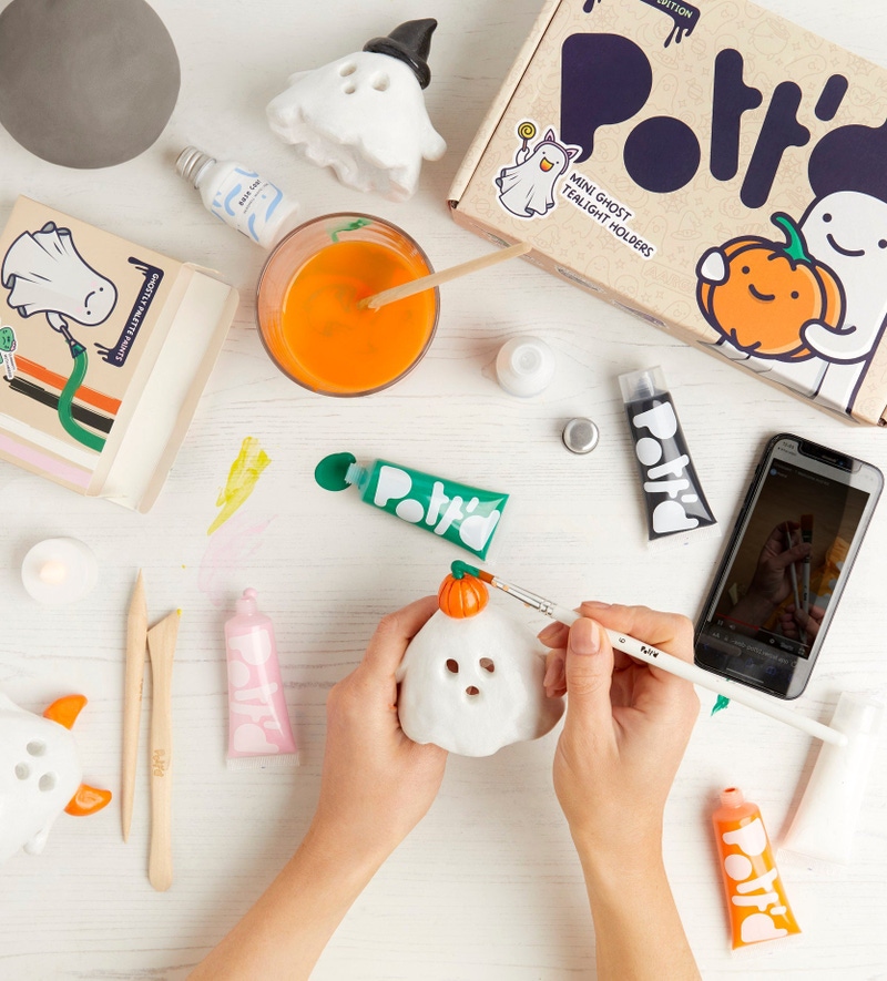 Halloween Mini Ghost Tealight Holder Pottery Kit