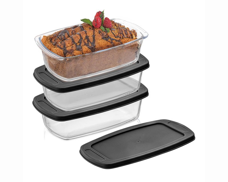 Glass Loaf Pans With Lids, Set of 3