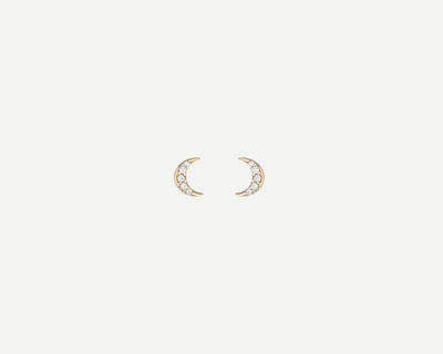 Lab Grown White Sapphire Moon Stud Earrings
