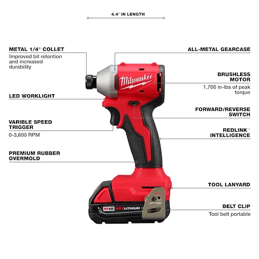 M18 Compact Brushless 2-Tool Combo Kit, Drill/Driver & Hex Impact Driver