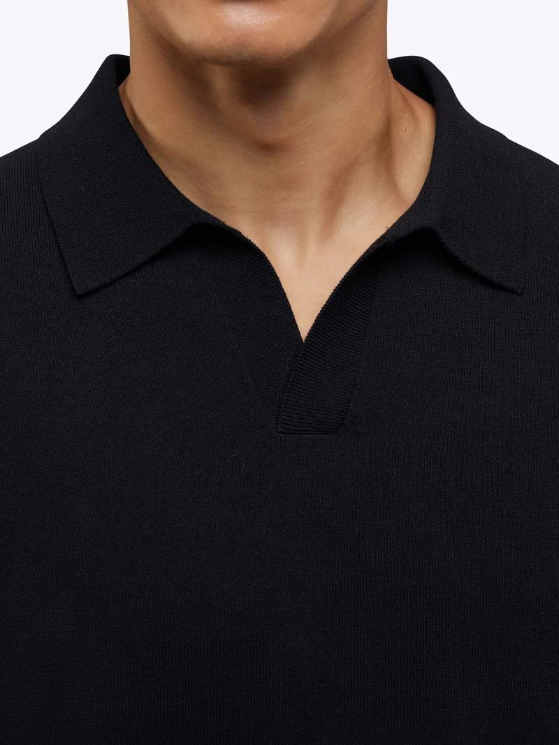 Men's Riviera Knit Long Sleeve Polo, Black