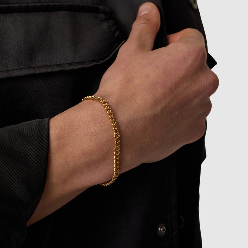 18K Gold Cuban Bracelet 4mm