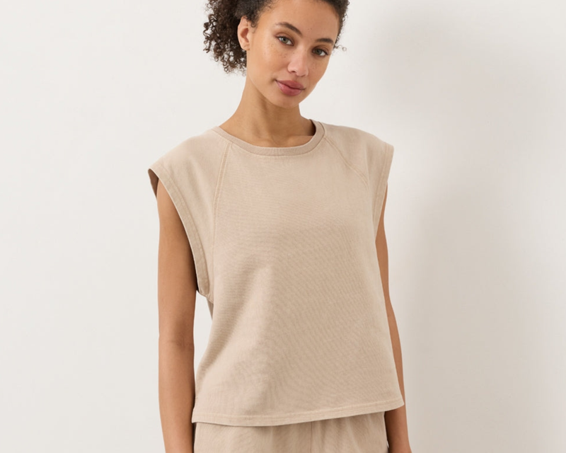 Women's Organic Weekends Raglan Muscle Tee, Washed Flagstone
