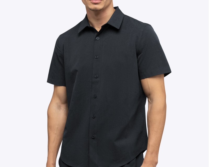 Men's Crossover Button Up, Black