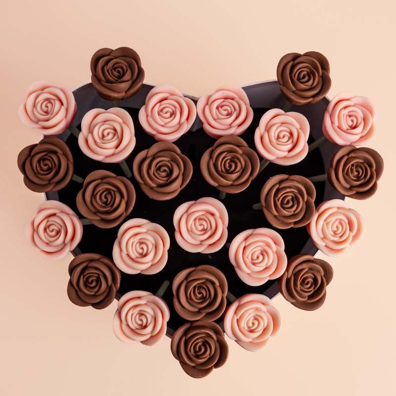 Heart-Shaped Belgian Chocolate Rose Bouquet
