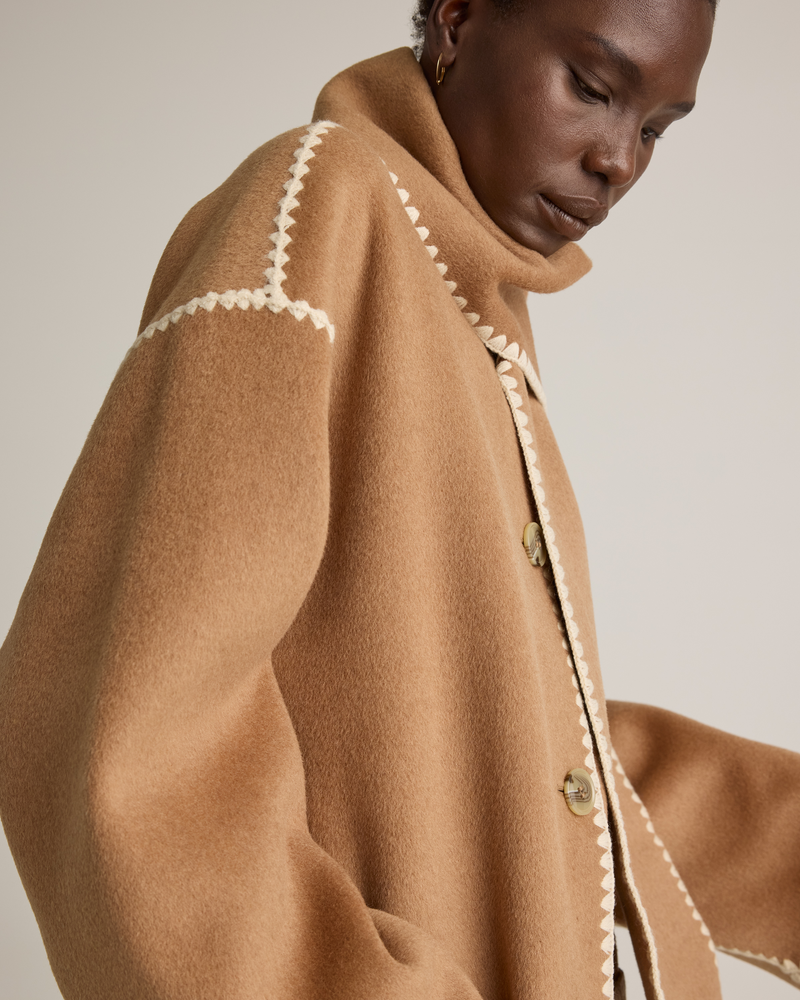 Double-Faced Merino Wool Scarf Coat