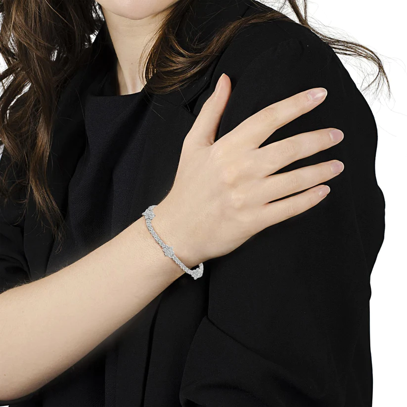 Miracle-Set Diamond Floral Tennis Bracelet