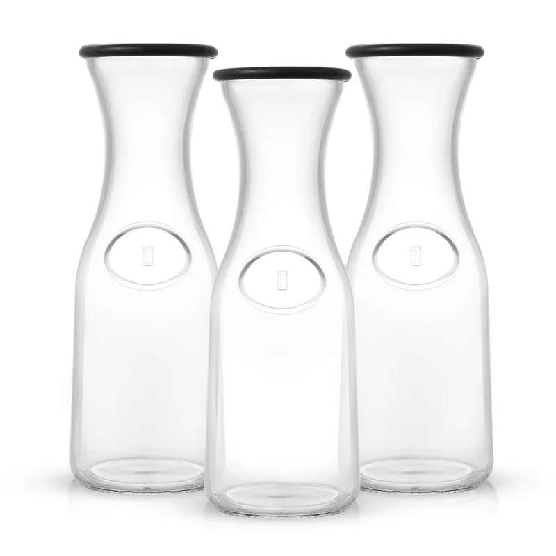 Glass Carafe Pitchers with Lid, Set of 3