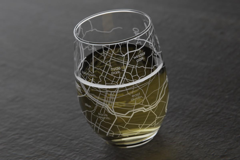 Home Town Map Stemless Wine Glass