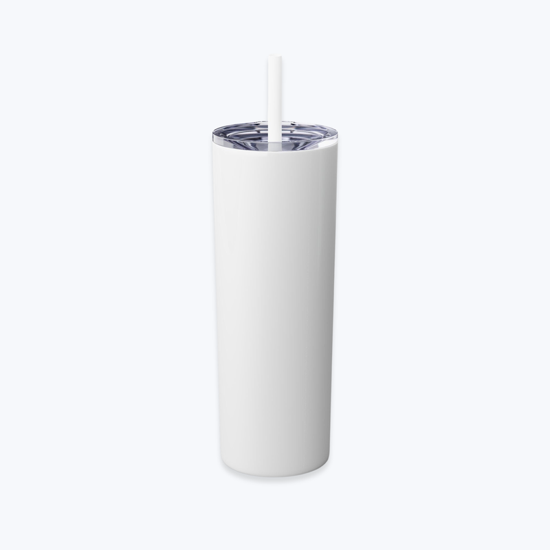 Skinny Tumbler with Straw in Glossy Finish, 20oz