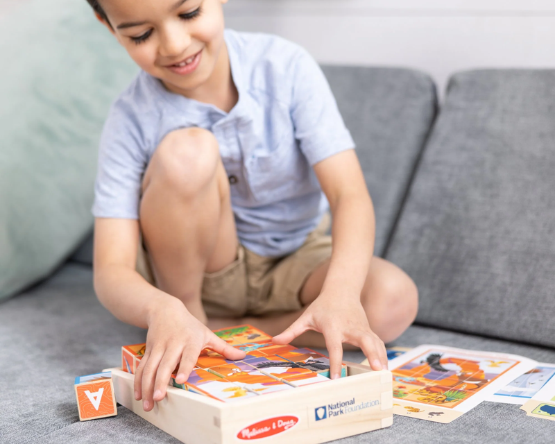 National Parks Alphabet & Animals Wooden Cube Puzzle