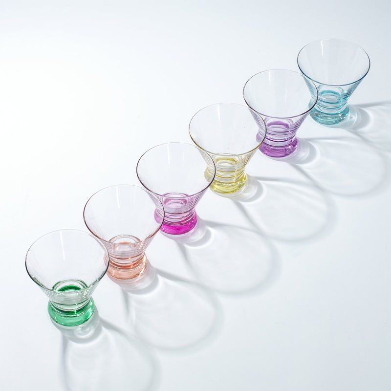Hue Colored Stemless Martini Glasses, Set of 6