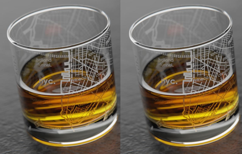 Home Town Maps Rocks Glass, 2 Pack