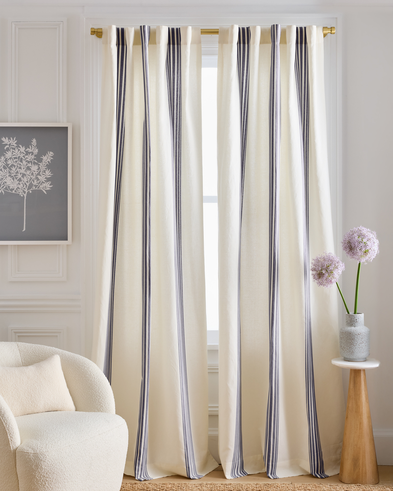 Coastal Stripe Linen Cotton Curtain