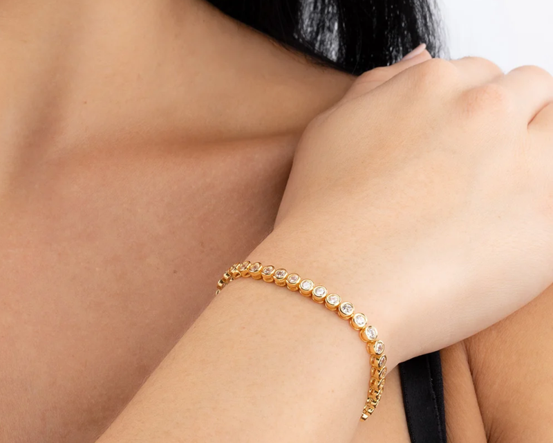 Helene Bezel CZ Tennis Bracelet