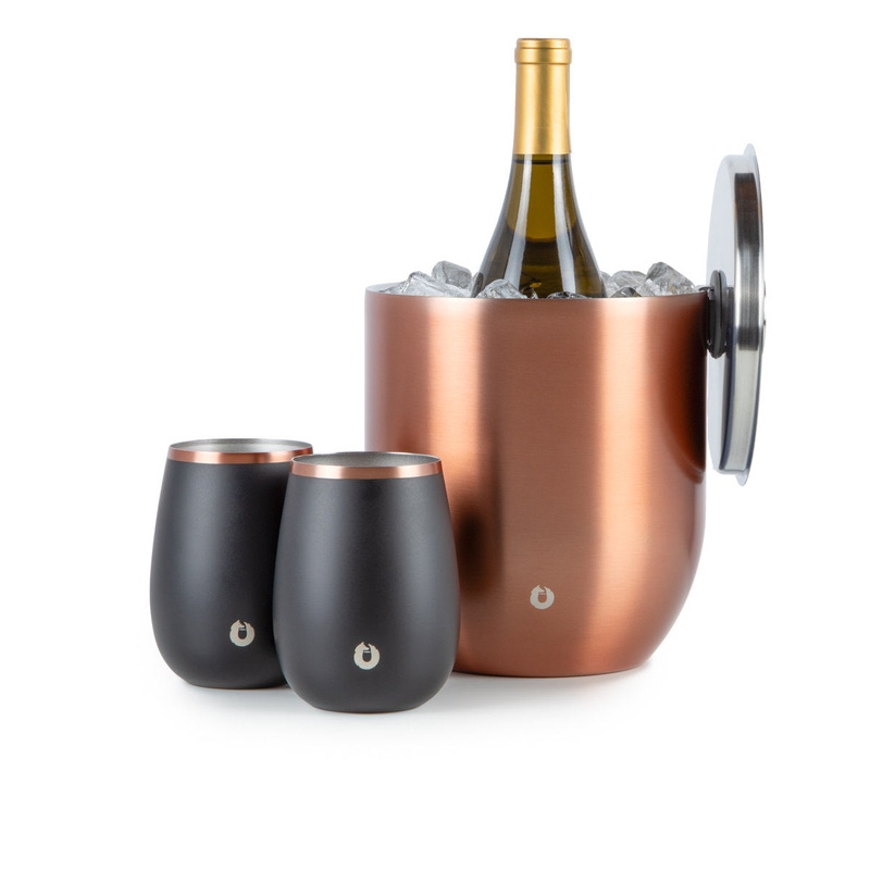 Stainless Steel Ice Bucket and Wine Glass Set