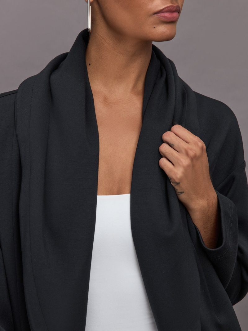 Knit Cocoon Cardigan in Interlock, Black