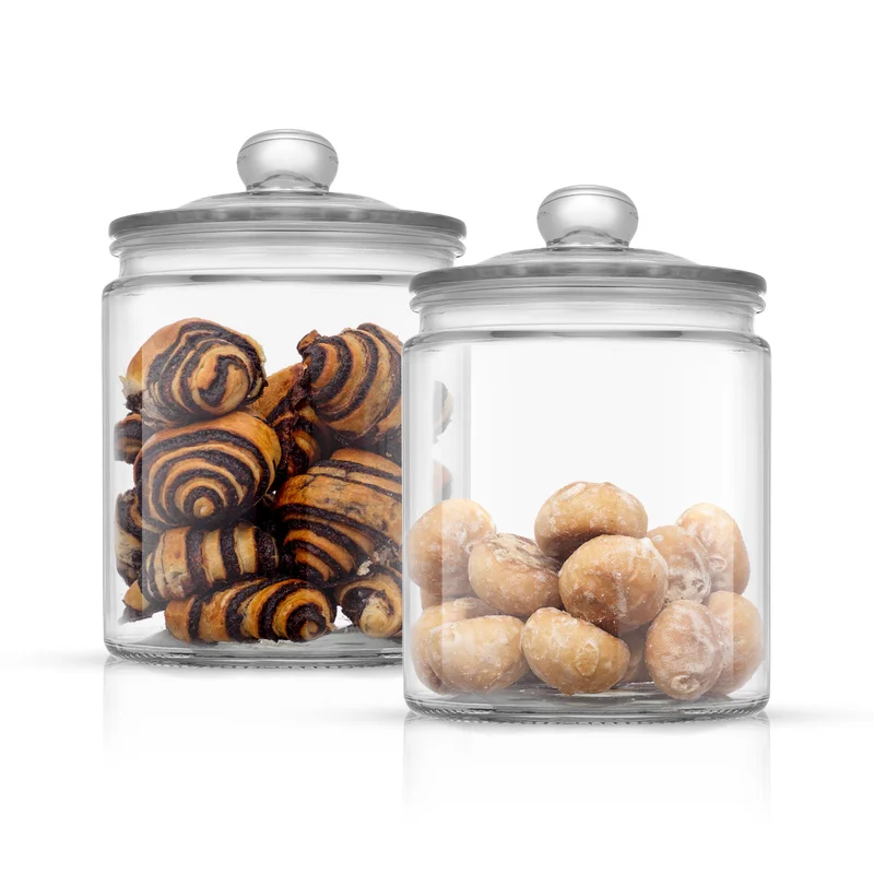 Glass Cookie Jars with Airtight Lid, Set of 2