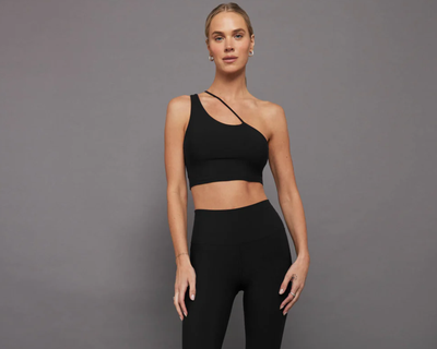 One Shoulder Convertible Bra Top in Melt, Black