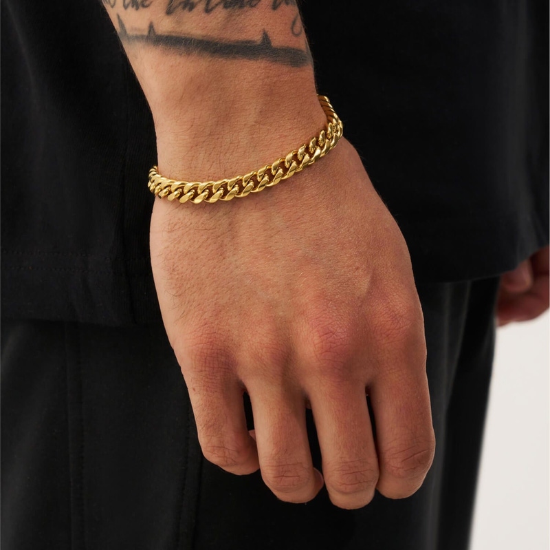 18K Gold Cuban Bracelet 8mm