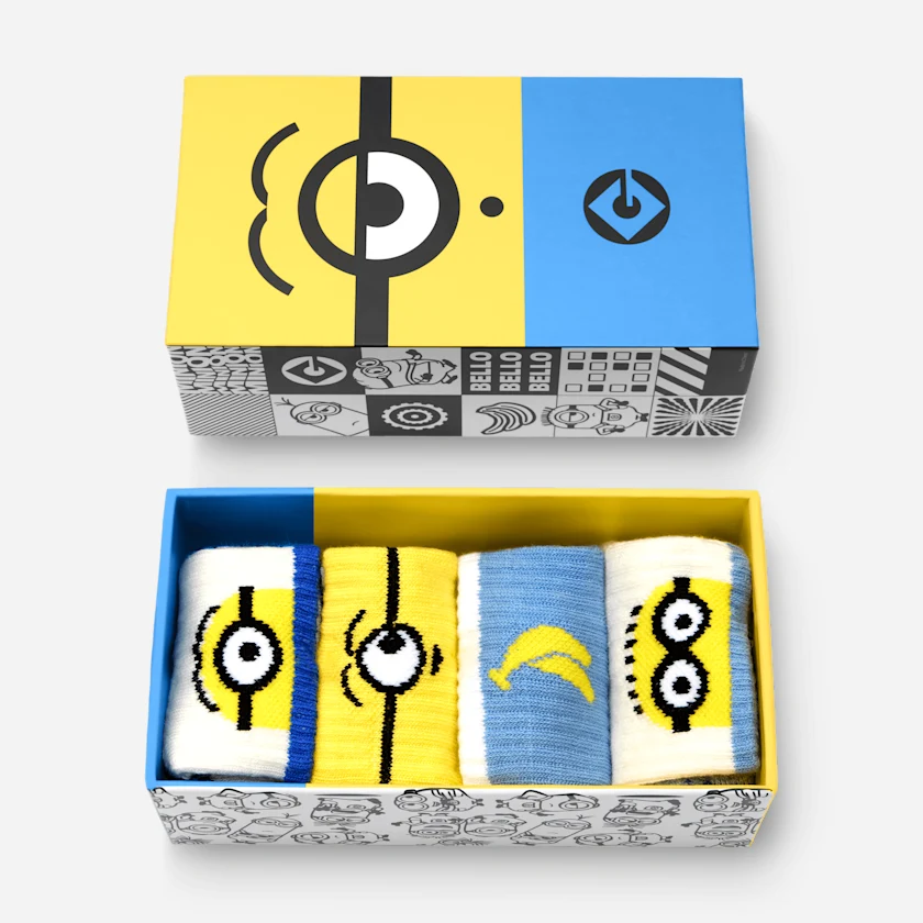 Toddler Minions Gripper Calf Sock 4-Pack Gift Box