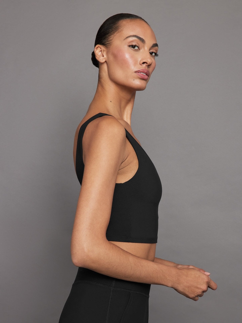 V-Neck Longline Bra in Melt, Black