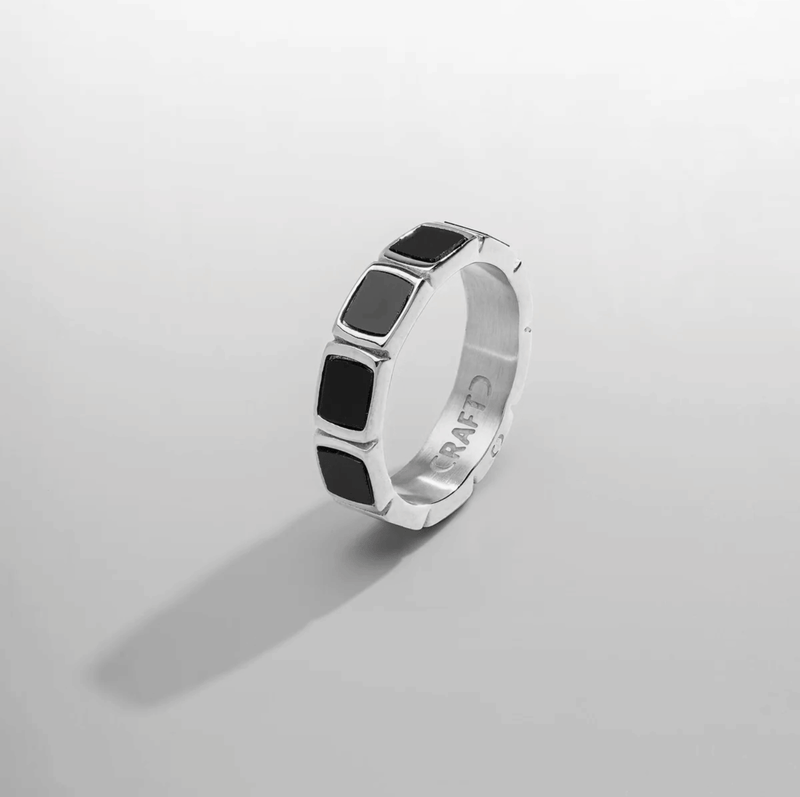 Silver Onyx Stone Band Ring