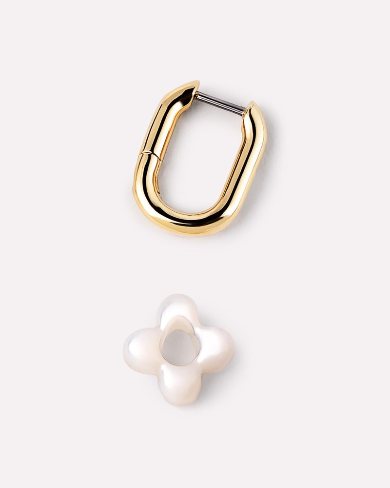 Cassia Hoops Mother of Pearl Flower Earrings