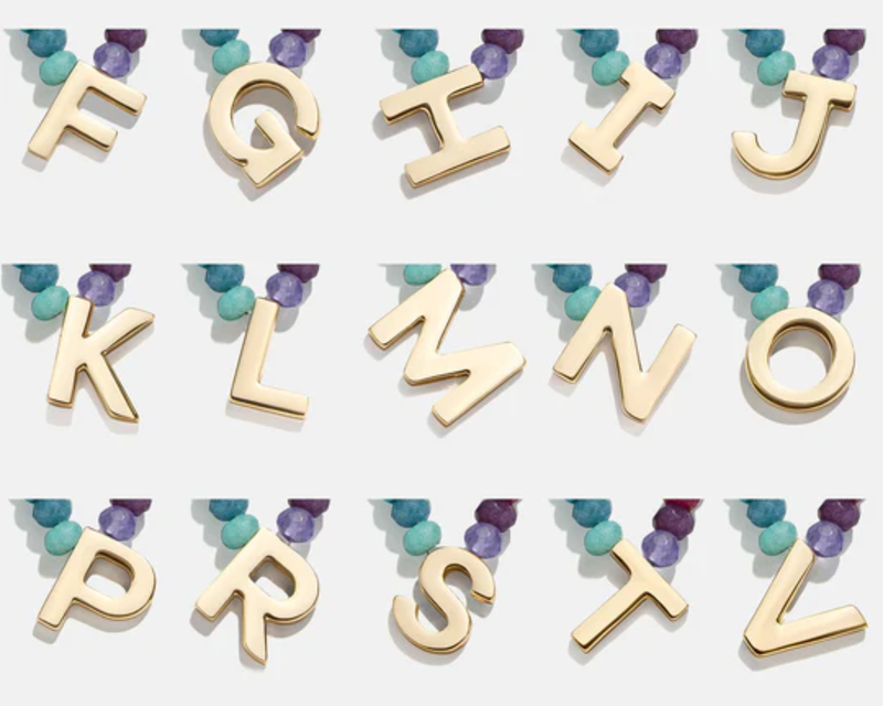 Semi-Precious Block Initial Necklace