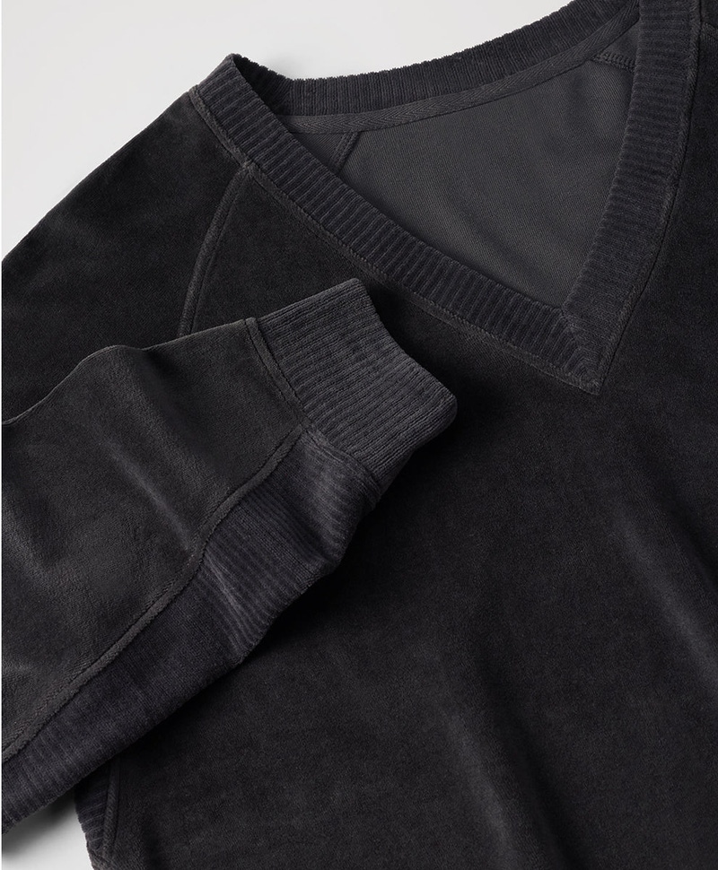 Women's Organic Pure Velour Oversized Sweatshirt, Storm